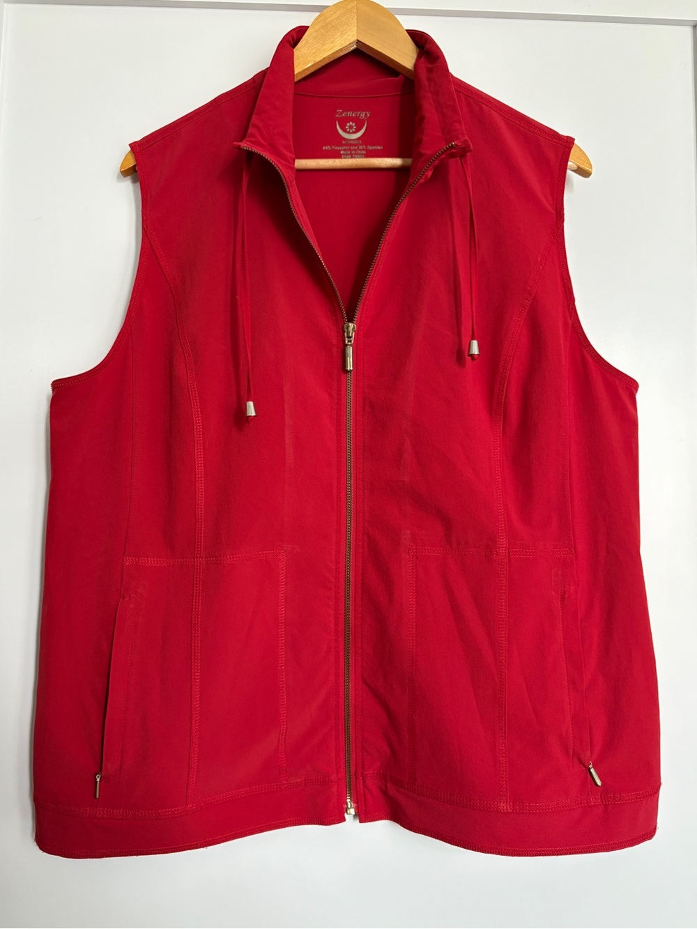 Chico's Zenergy Full-Zip Drawstring Activewear Vest - Red - Chico's Size 3 / XL